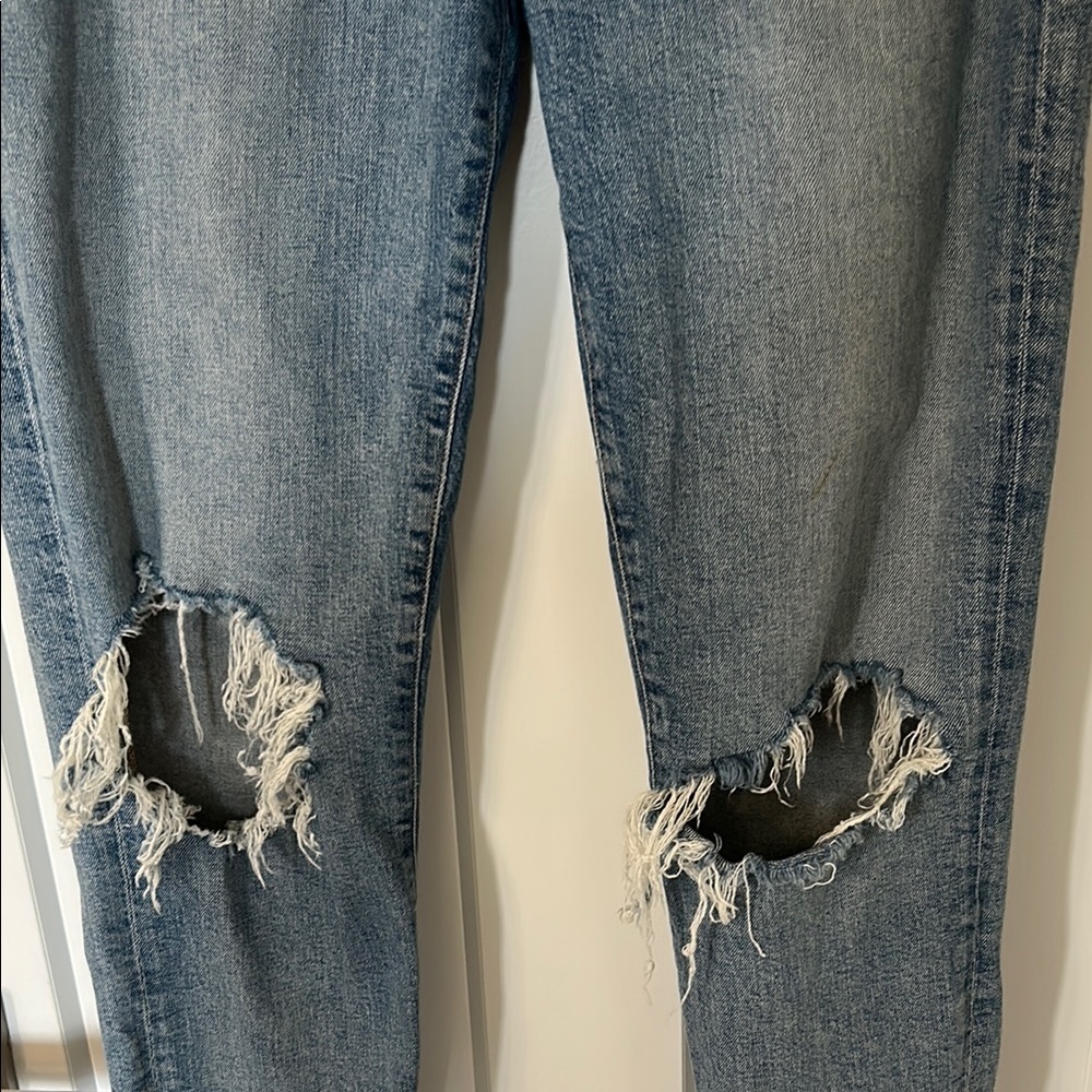 Agolde Ripped Blue Boyfriend Jeans - Picture 4 of 9
